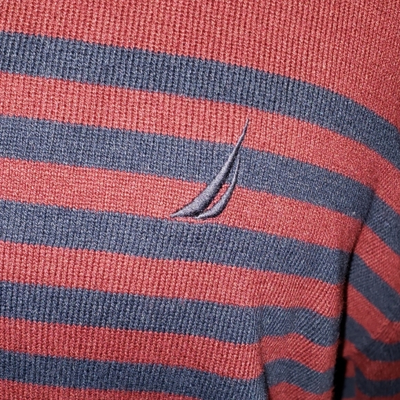 Nautica lightweight burgandy striped sweater - Picture 2 of 5